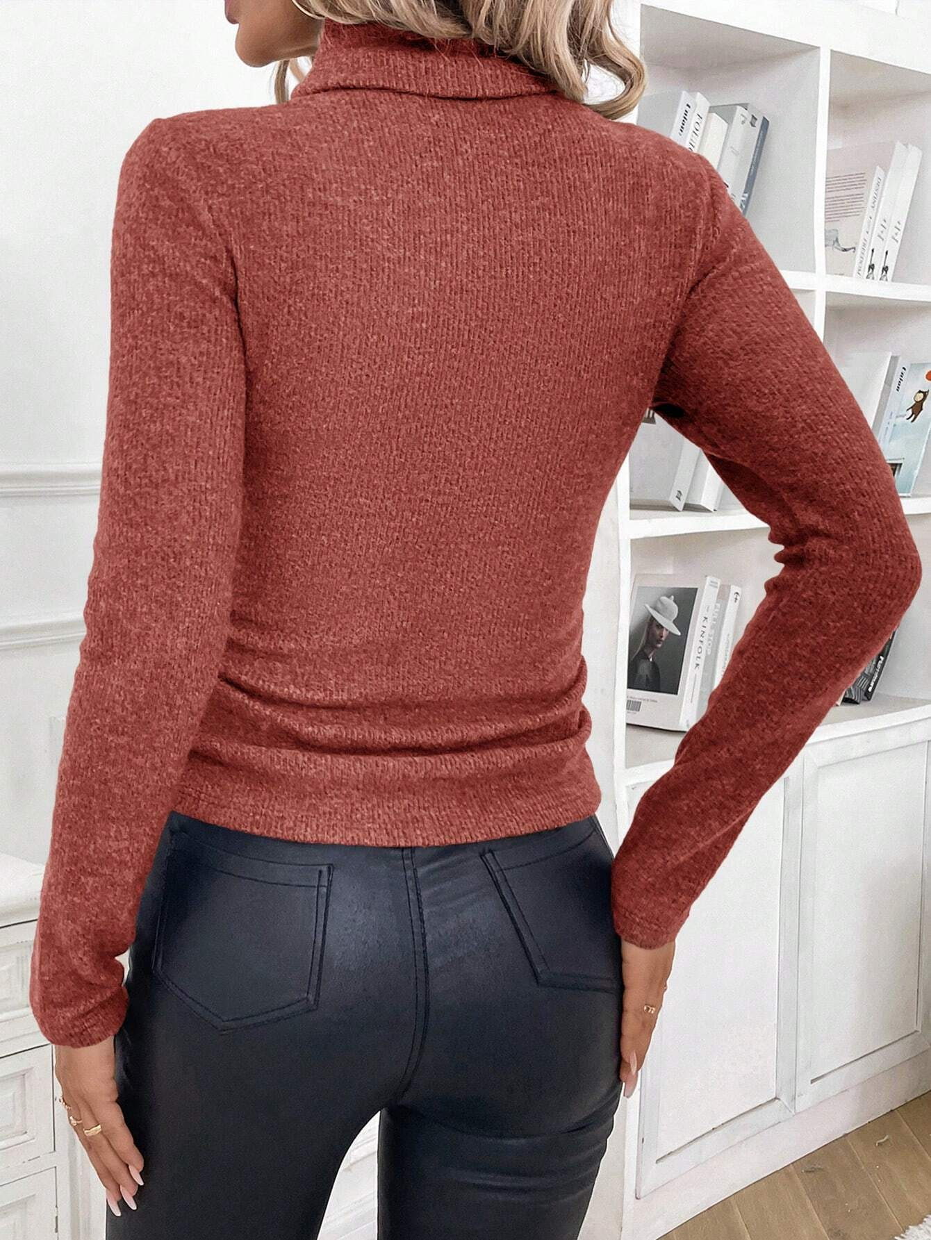 Women Cotton Plain Long Sleeve Comfy Casual Sweater