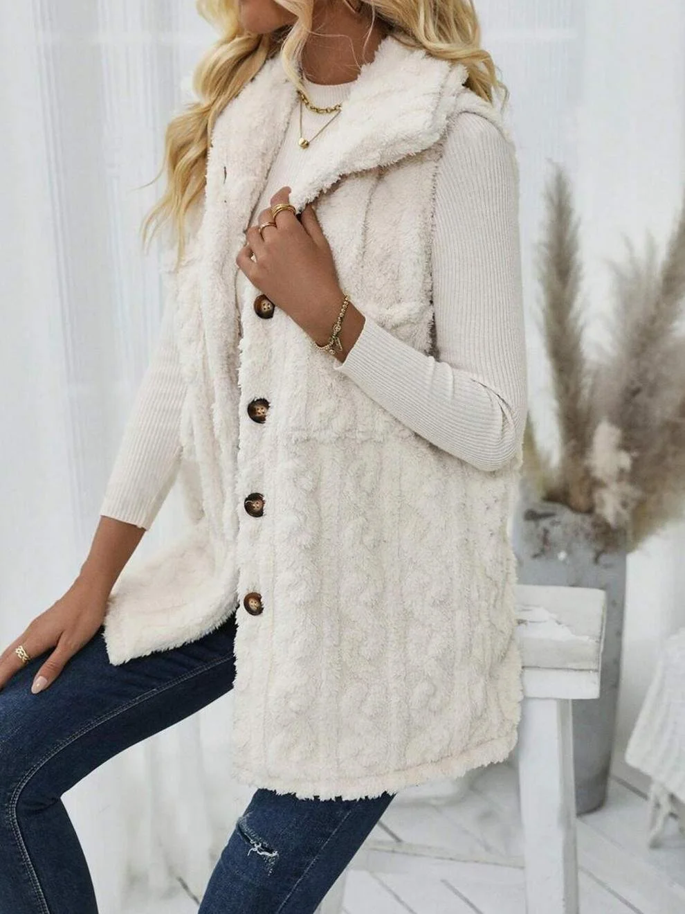 Women's Plain Fleece Loose Vest