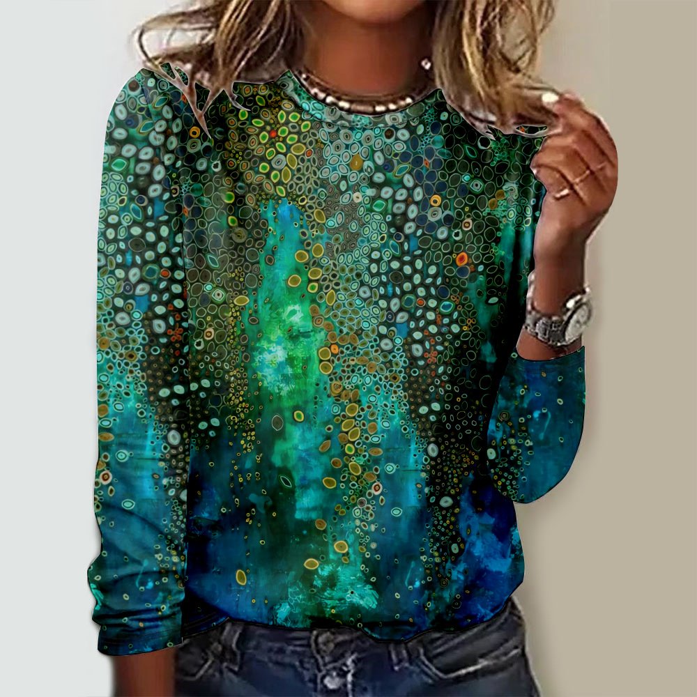 Casual Floral Crew Neck Long Sleeve T-shirt