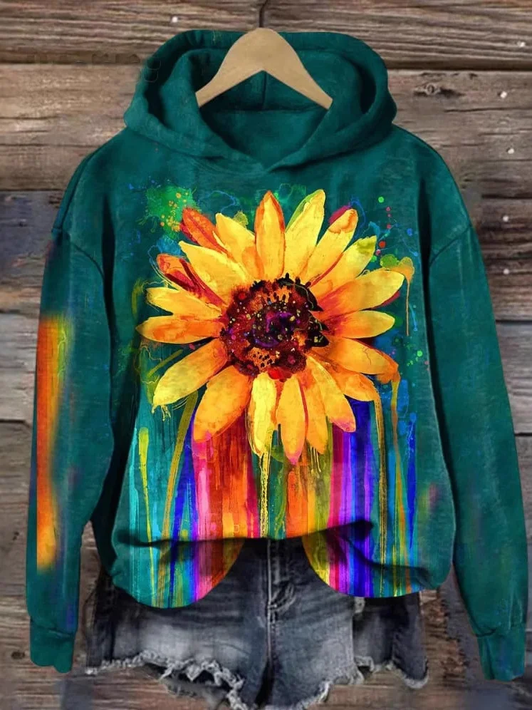 Casual Hoodie Floral Sweatshirt