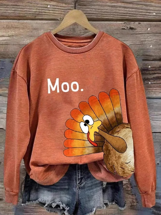 Casual Crew Neck Animal Sweatshirt