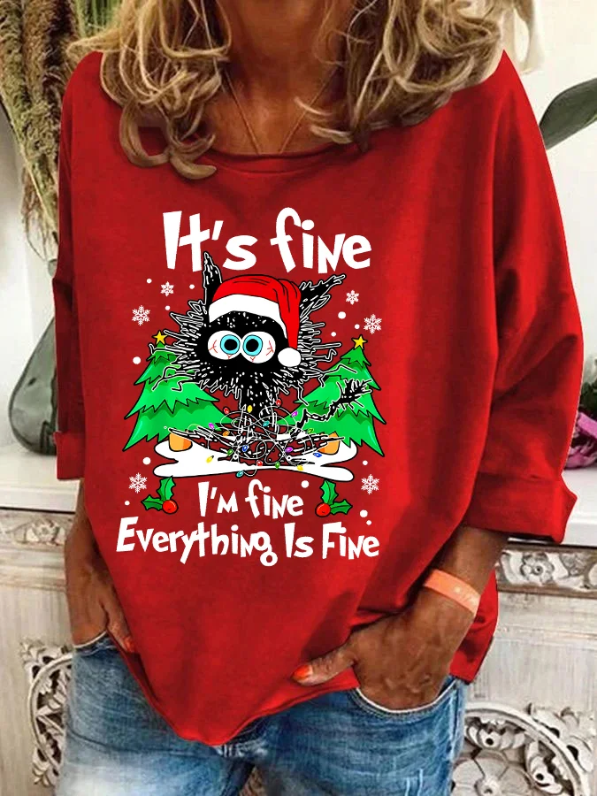 Casual Crew Neck Christmas Sweatshirt