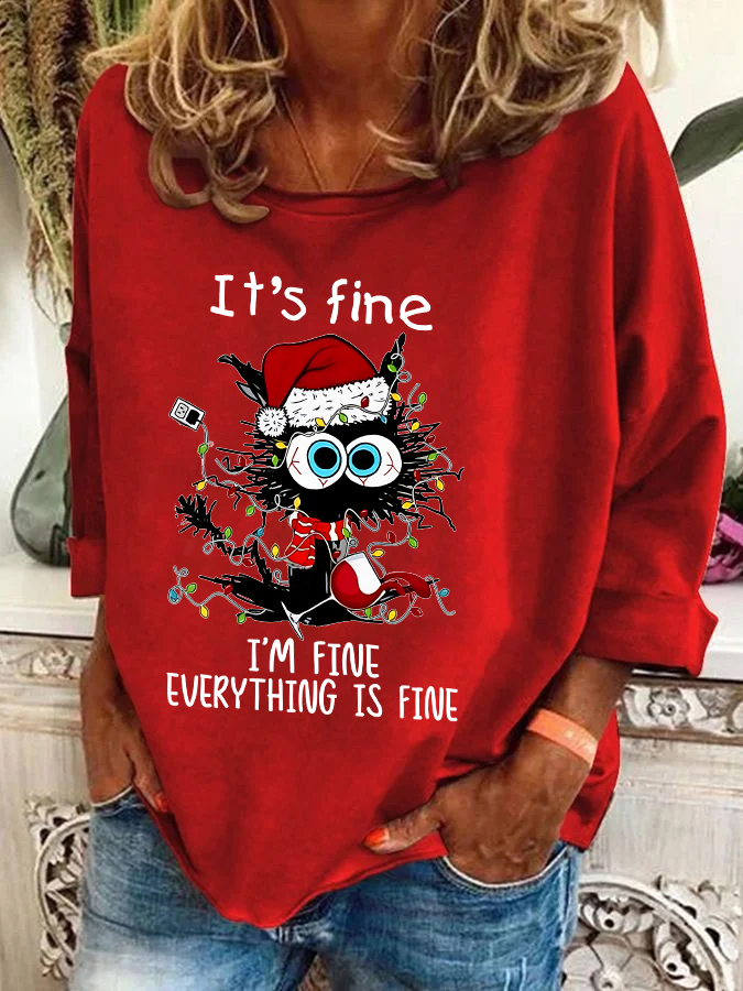 Casual Crew Neck Christmas Sweatshirt