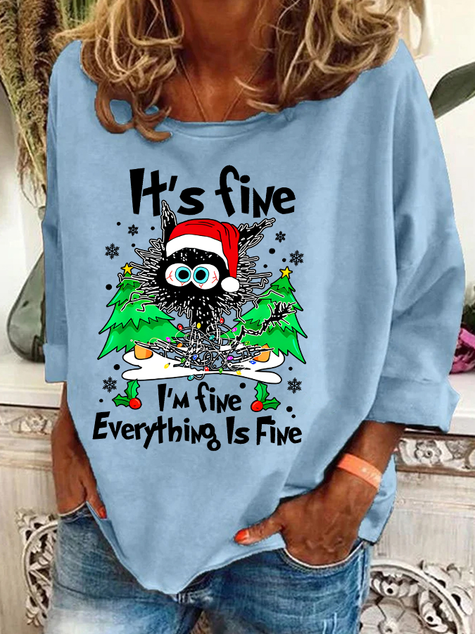 Casual Crew Neck Christmas Sweatshirt