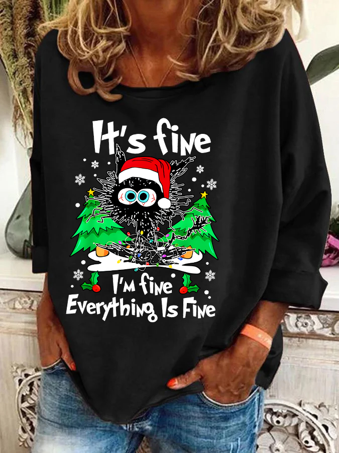 Casual Crew Neck Christmas Sweatshirt