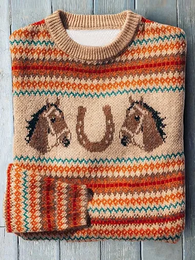 Casual Crew Neck Animal Sweatshirt