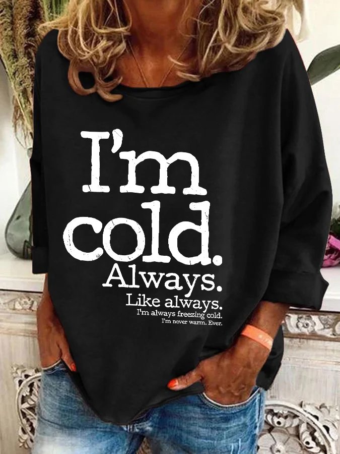 Casual Crew Neck Text Letters Sweatshirt