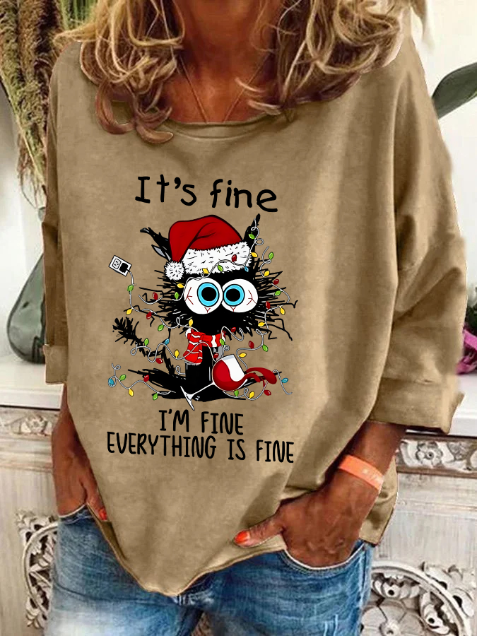 Casual Crew Neck Christmas Sweatshirt