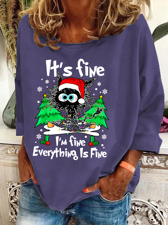 Casual Crew Neck Christmas Sweatshirt