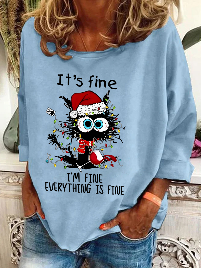 Casual Crew Neck Christmas Sweatshirt