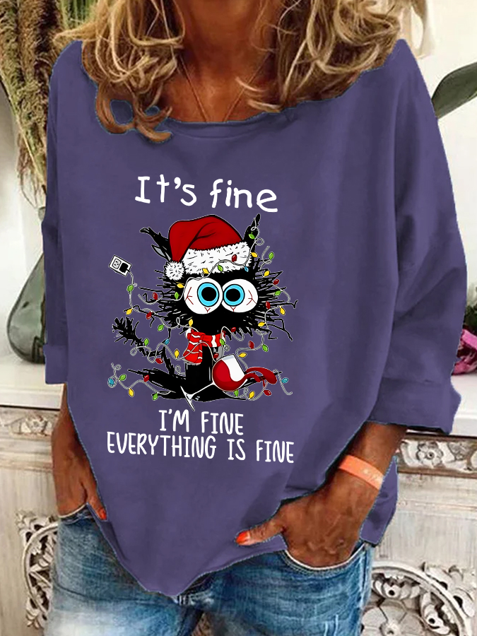 Casual Crew Neck Christmas Sweatshirt