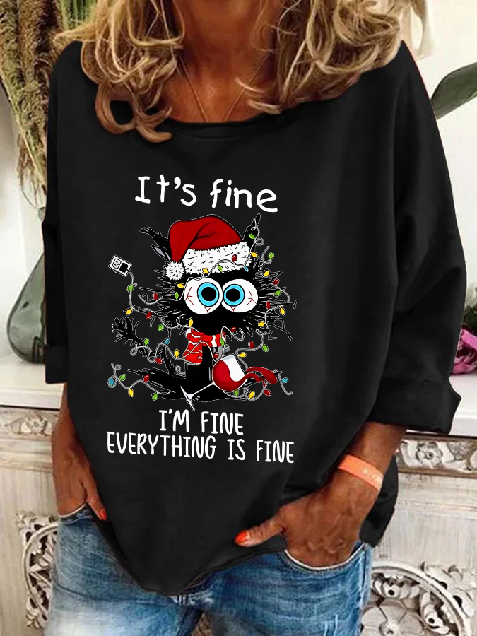 Casual Crew Neck Christmas Sweatshirt