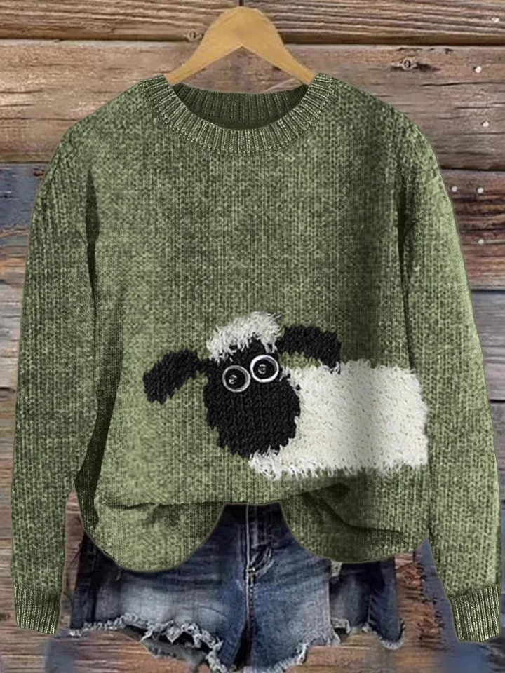 Casual Crew Neck Animal Sweatshirt