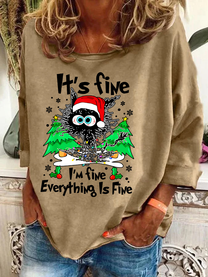 Casual Crew Neck Christmas Sweatshirt