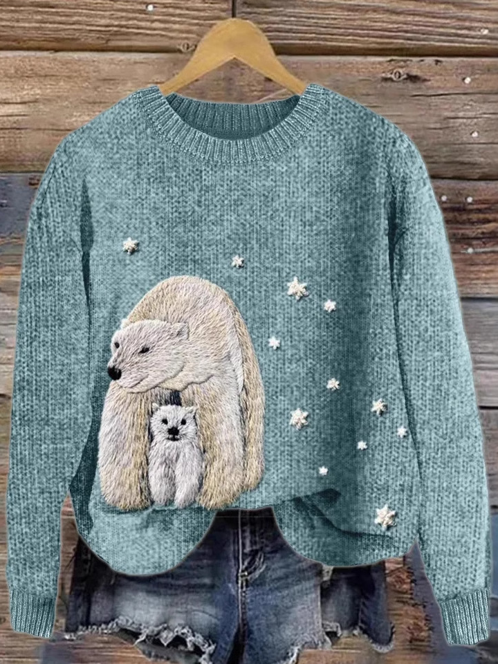 Casual Crew Neck Animal Sweatshirt