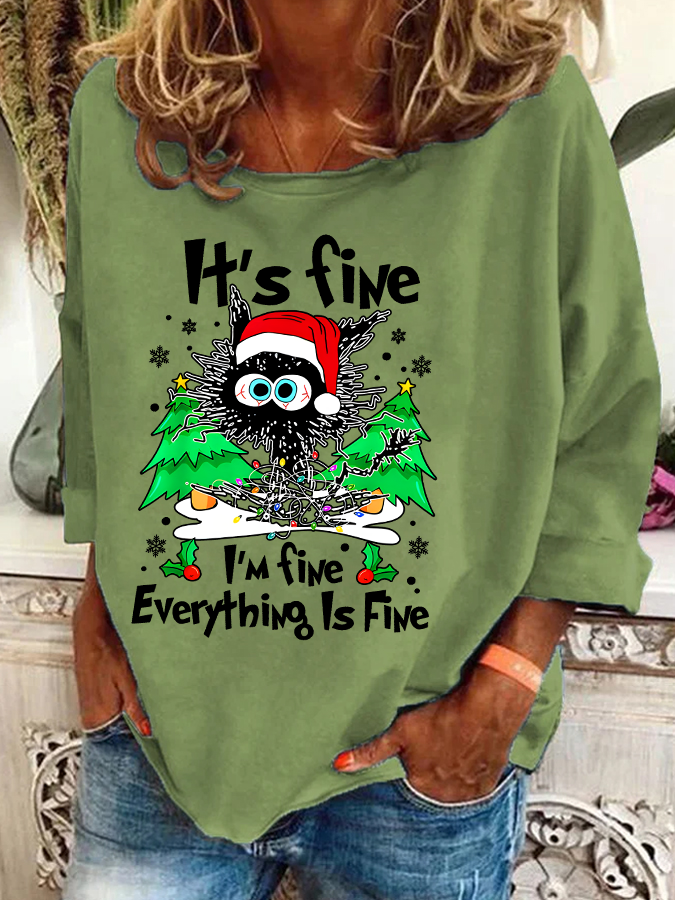 Casual Crew Neck Christmas Sweatshirt