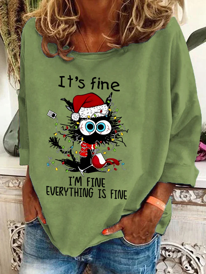 Casual Crew Neck Christmas Sweatshirt