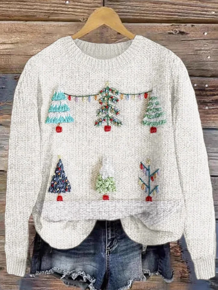 Casual Crew Neck Christmas Sweatshirt