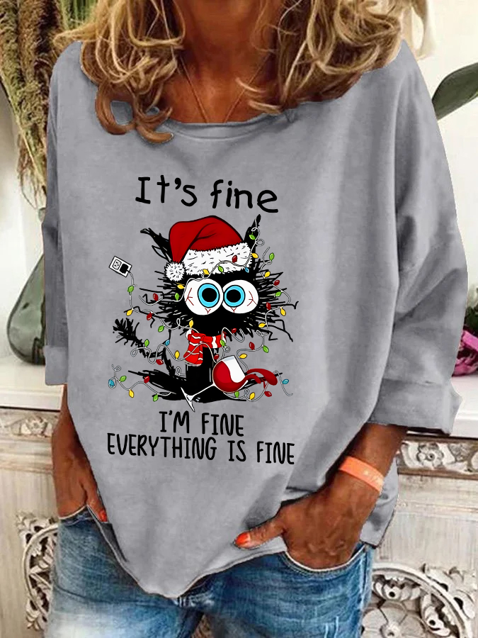 Casual Crew Neck Christmas Sweatshirt