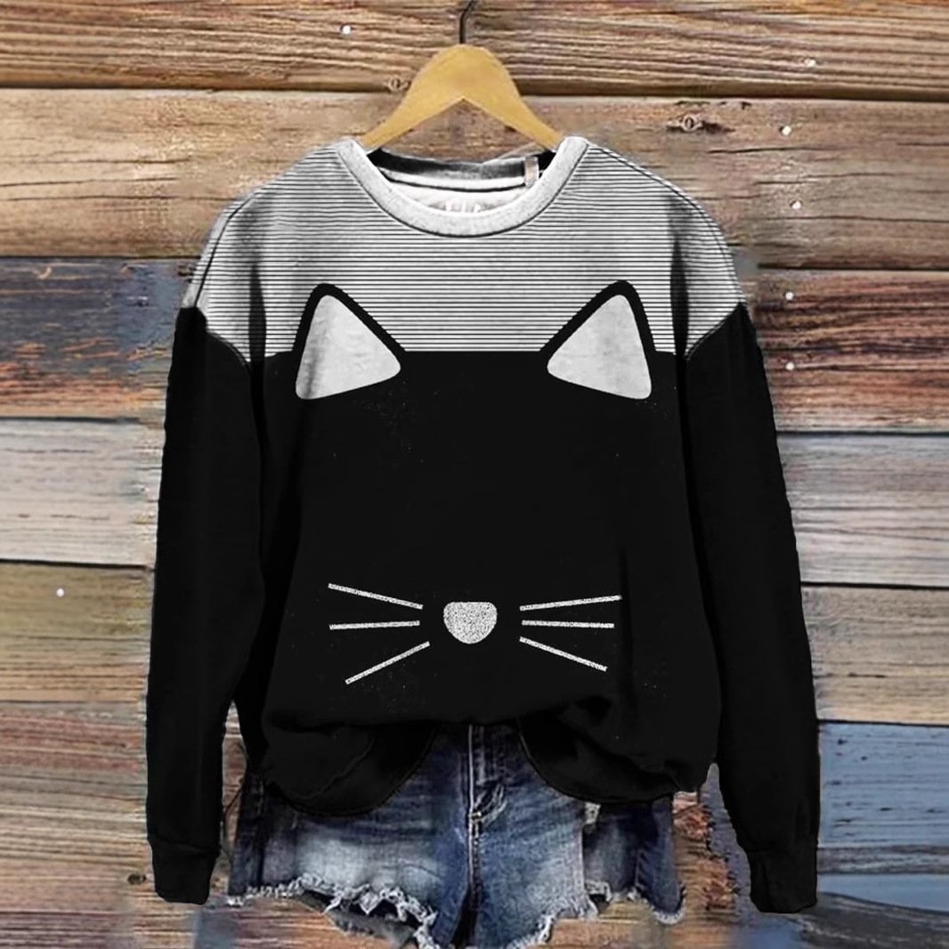 Casual Crew Neck Animal Sweatshirt