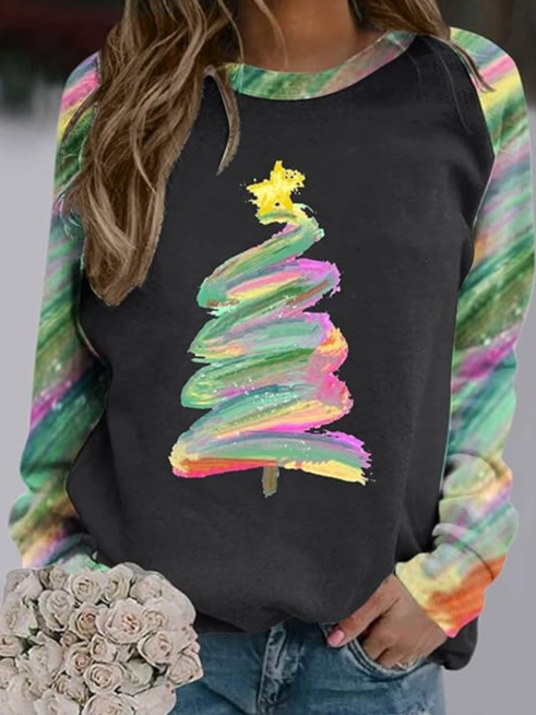 Casual Crew Neck Christmas Sweatshirt