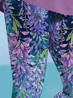 Casual Floral Pattern Long Leggings