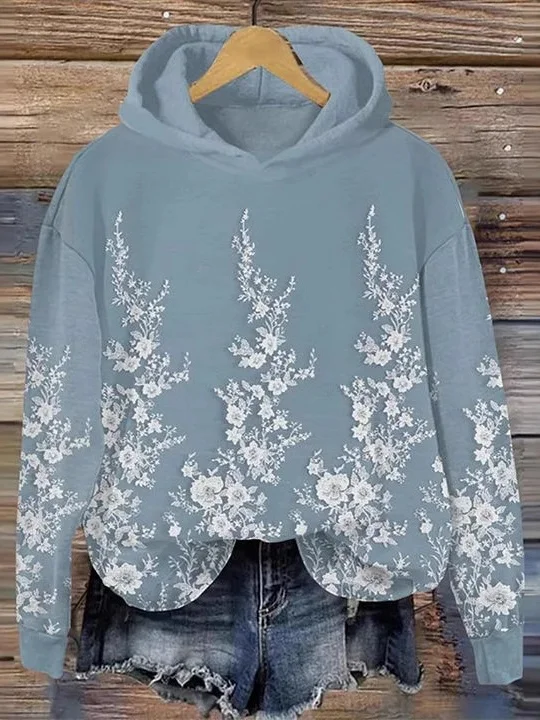 Casual Hoodie Floral Sweatshirt