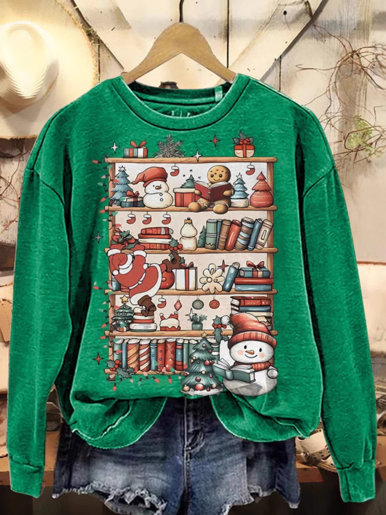 Casual Crew Neck Christmas Sweatshirt