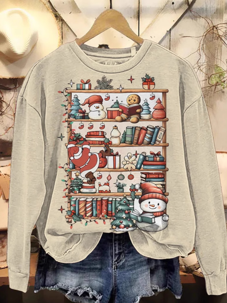 Casual Crew Neck Christmas Sweatshirt