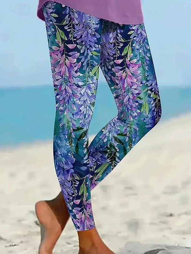 Casual Floral Pattern Long Leggings