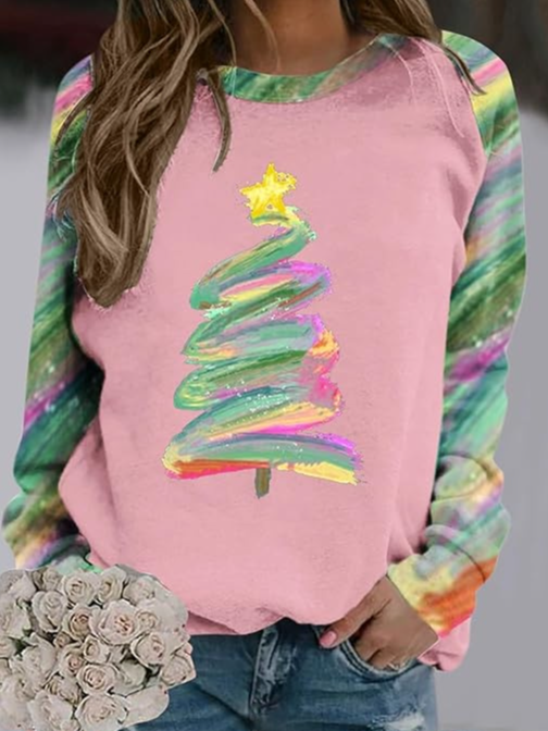 Casual Crew Neck Christmas Sweatshirt