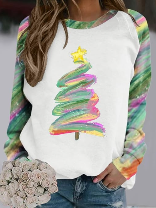 Casual Crew Neck Christmas Sweatshirt