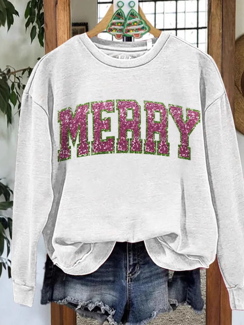 Casual Crew Neck Christmas Sweatshirt