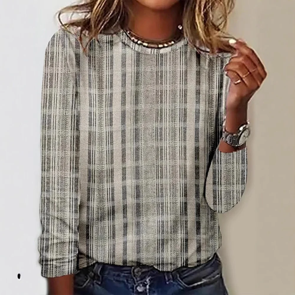 Casual Striped Crew Neck Long Sleeve T-shirt