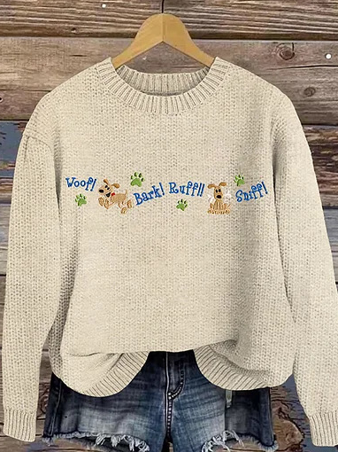 Casual Crew Neck Animal Sweatshirt