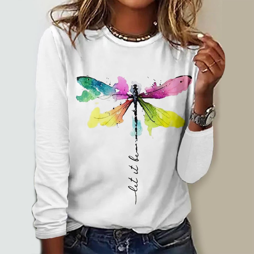 Casual Floral Crew Neck Long Sleeve T-shirt