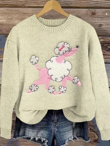 Casual Crew Neck Animal Sweatshirt