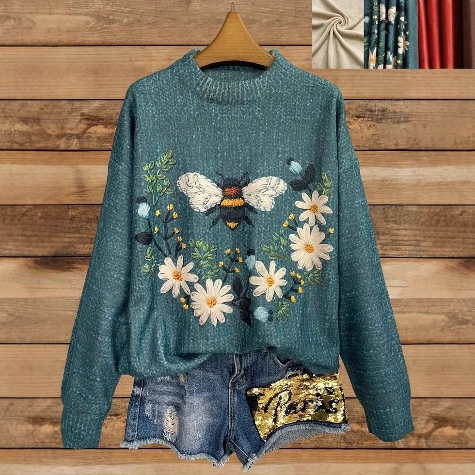 Casual Crew Neck Animal Sweatshirt