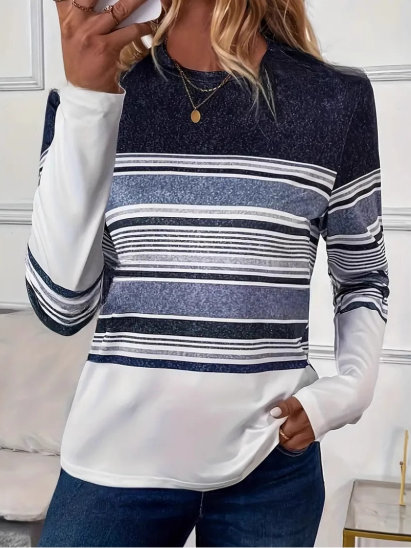 Casual Striped Crew Neck Long Sleeve T-shirt