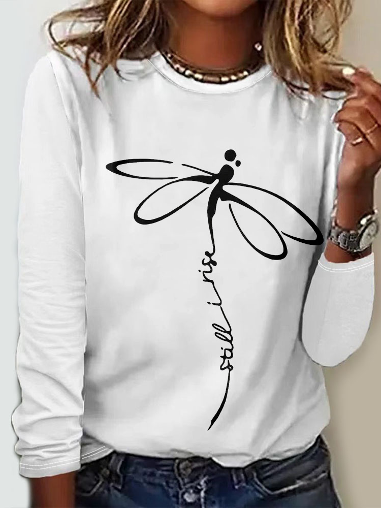 Casual Floral Crew Neck Long Sleeve T-shirt