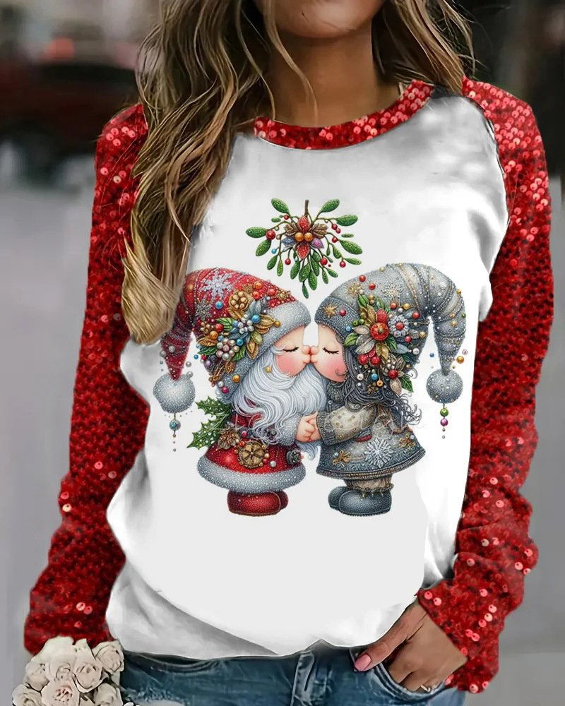 Casual Crew Neck Christmas Sweatshirt