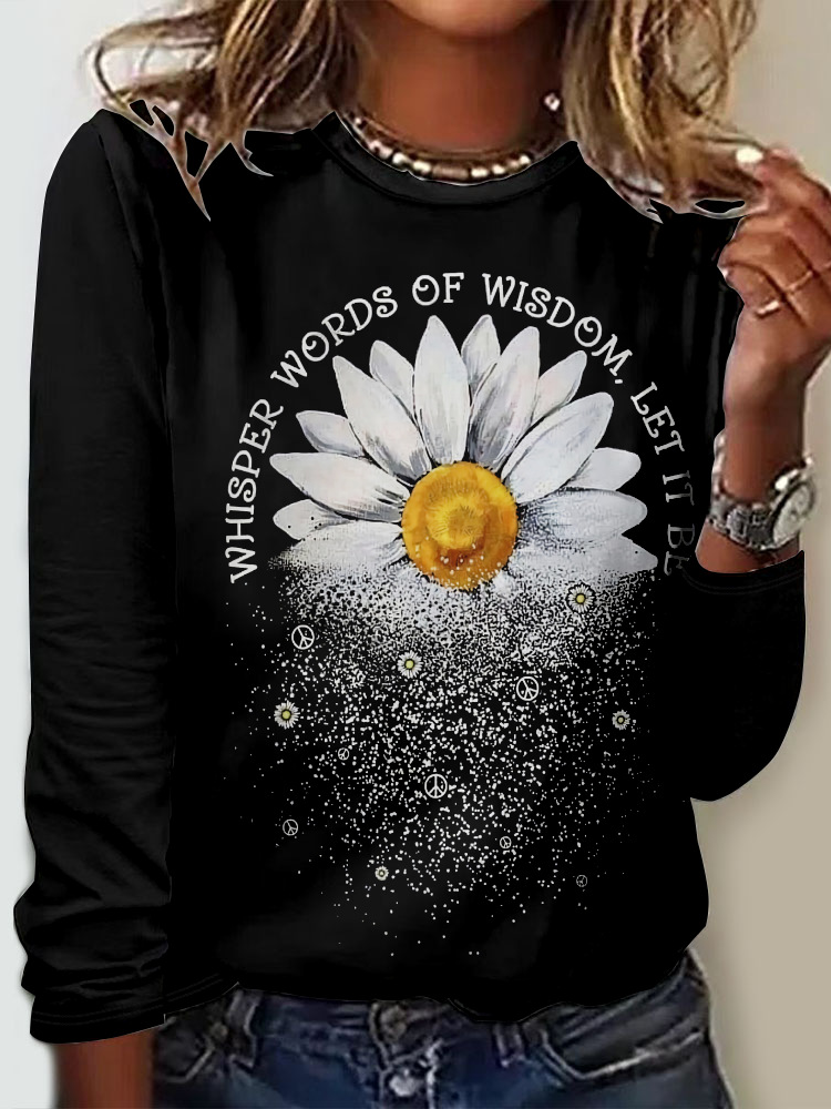 Casual Floral Crew Neck Long Sleeve T-shirt