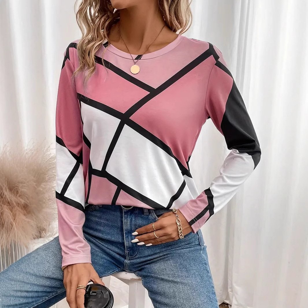 Casual Floral Crew Neck Long Sleeve T-shirt