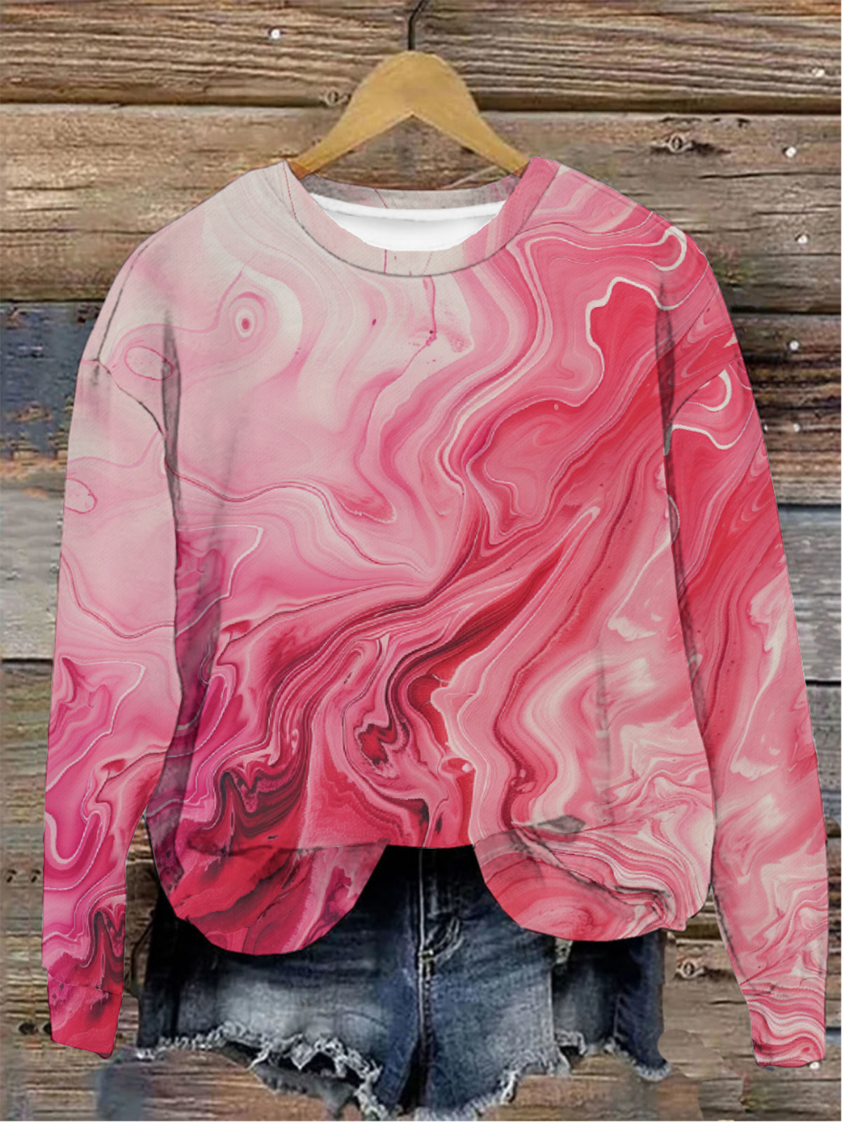 Casual Crew Neck Abstract Sweatshirt