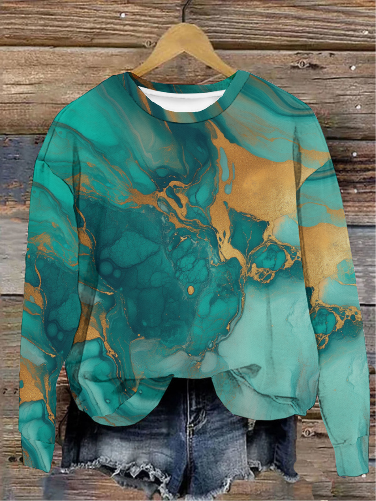 Casual Crew Neck Abstract Sweatshirt