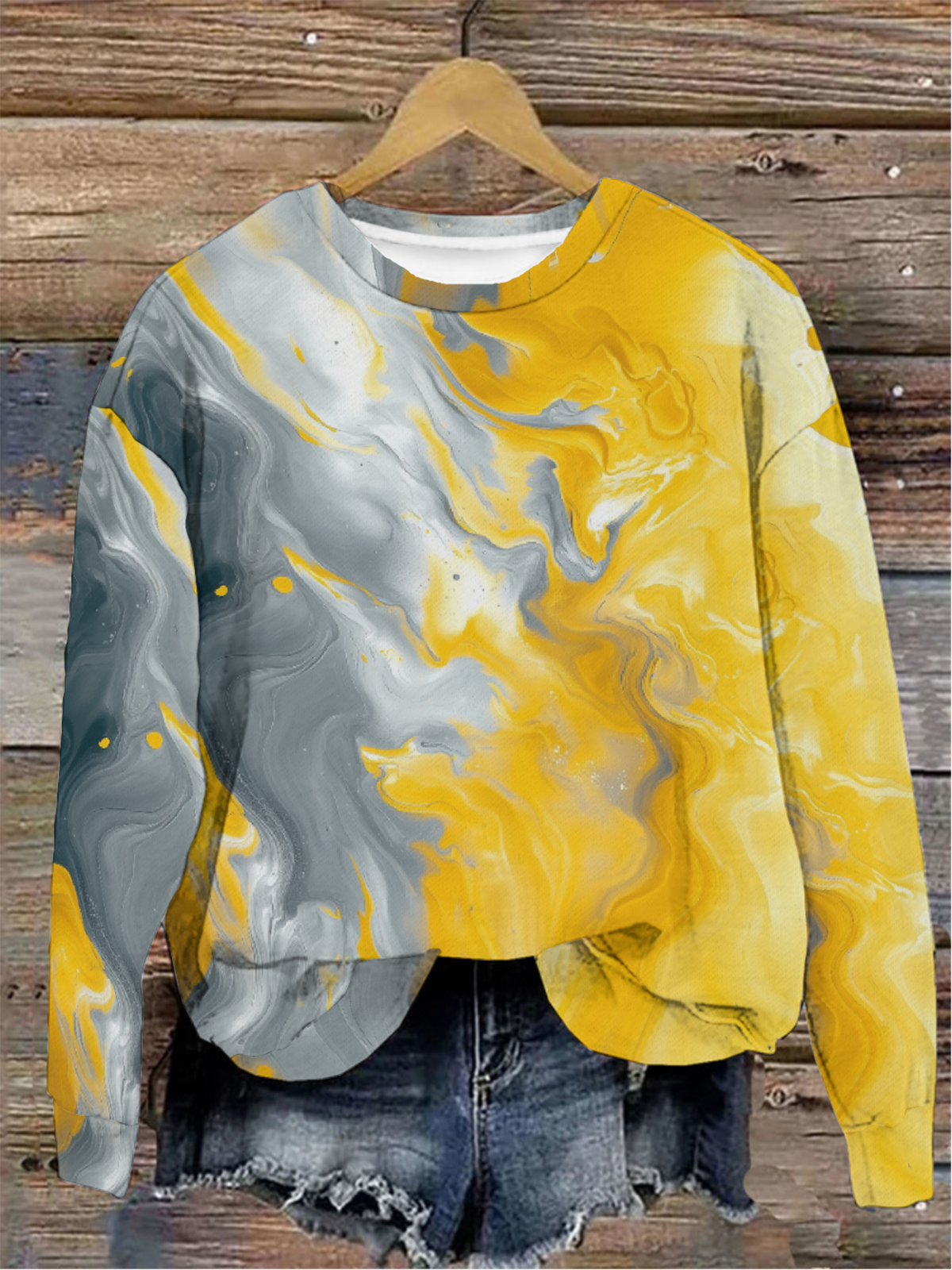 Casual Crew Neck Abstract Sweatshirt