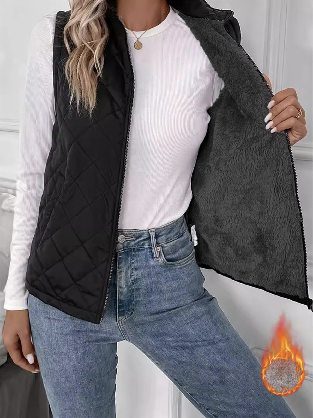 Women's Plain Fleece Loose Vest