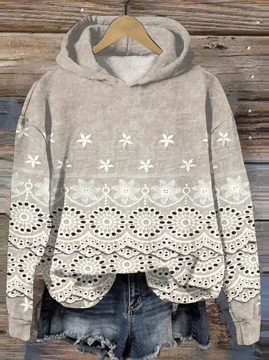 Casual Hoodie Floral Sweatshirt