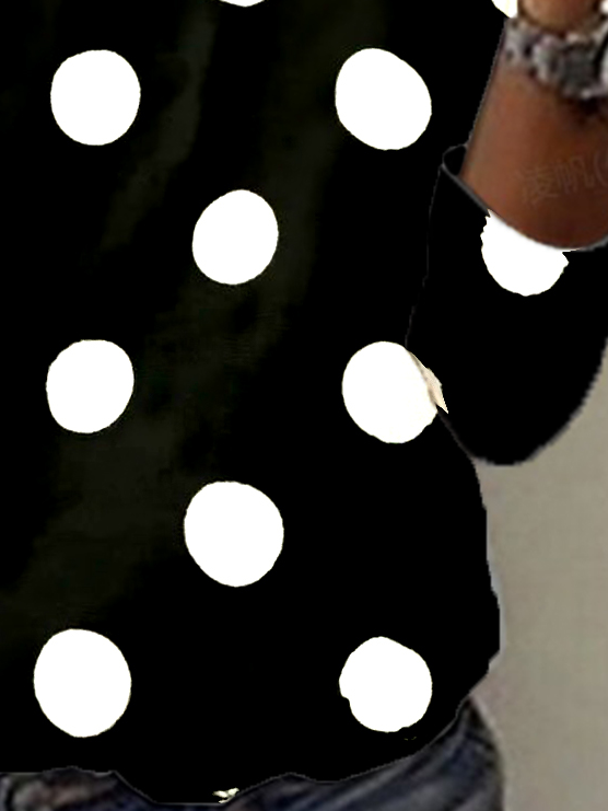 Casual Polka Dots Crew Neck Long Sleeve T-shirt