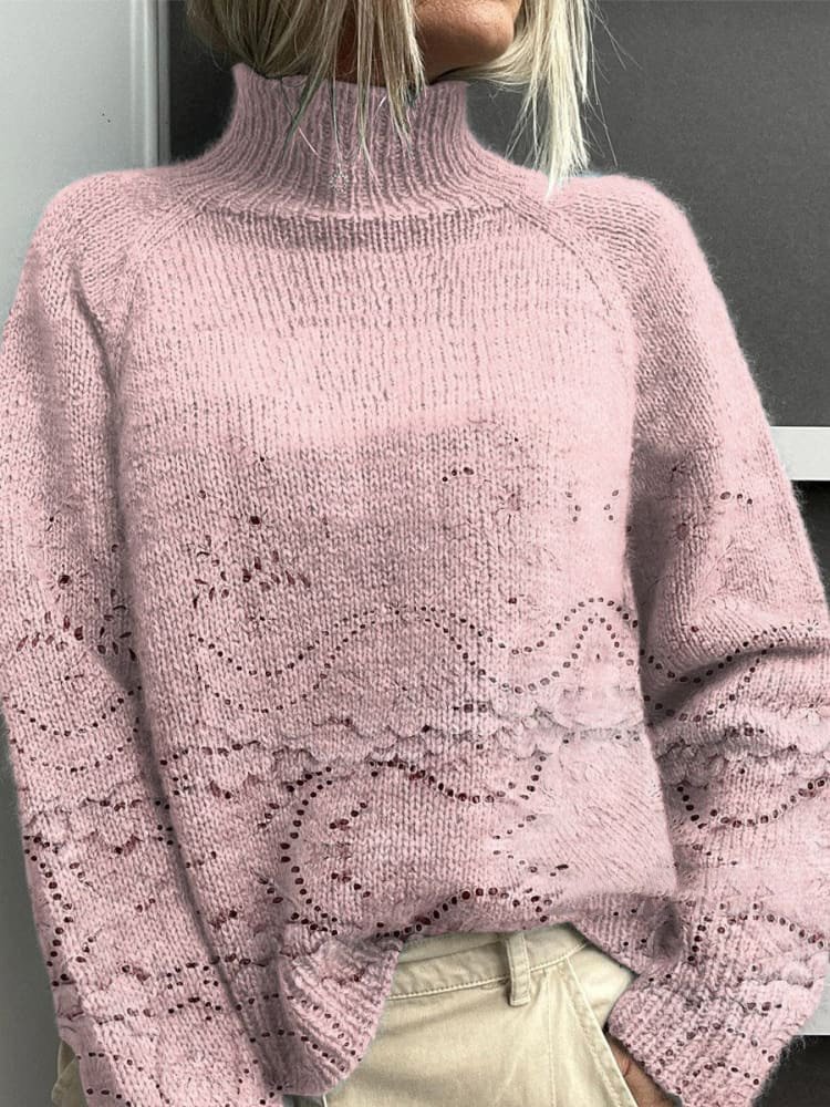 Casual Turtleneck Floral Sweatshirt